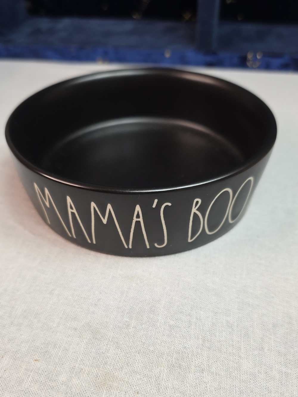 Rae Dunn Black "Mama's Boo" Cat or Dog Bowl